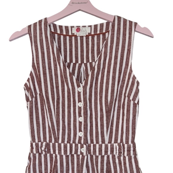 Boden Verity Red & White Striped Linen Blend Cropped Jumpsuit - 6 - Picture 6 of 15